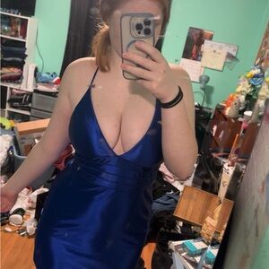 Elegant Blue Satin Dress